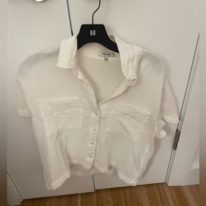 madewell white short sleeve button down size small